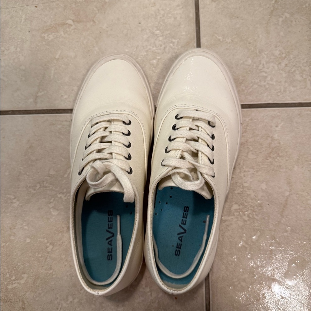 SeaVees women’s Cream Leather Sneakers